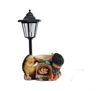 Statue de jardin en forme de hérisson solaire avec lanterne et fleur en résine Outdo - Décoration de pelouse pour terrasse ou porche - 33 cm de haut