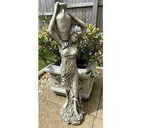 Statue de jardin en pierre avec dame avec pichet à vin | Sculpture décorative classique d'extérieur