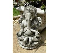 Statue de jardin en pierre de Ganesh oriental | Décoration de Bouddha reconstituée pour extérieur