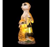 Statue de jardin en suricate avec lanterne solaire - Décoration de cour avec design extérieur - Accessoire de jardin pour balcon, terrasse, cour, porche