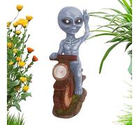 Statue de jardin extraterrestre - Sculpture fantaisiste en résine | Lampe solaire de jardin résistante aux intempéries pour cour, balcon, maison hantée, pelouse, patio, collection Sci-Fi