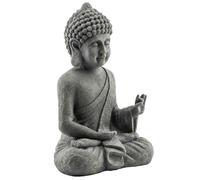 Outsunny Statue de Jardin, Sculpture de Bouddha Assis en Oxyde de Magnésium, Décoration Spirituelle pour Intérieur et Extérieur, Jardin, Patio, Cour, Gris Foncé