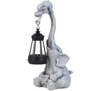 Statue De Jardin Solaire Éléphants Lumière Solaire, Décoration de Cour avec Lampe Solaire, pour Jardin, Cour, Terrasse