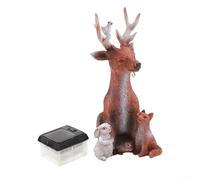 Statue de jardin solaire en résine, cerf, hérisson, 20 x 10 x 8 cm, décoration extérieure à énergie solaire pour pelouse, terrasse, décoration de Noël