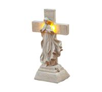 Statue de jardin solaire religieuse - Figurine d'extérieur en résine résistante aux intempéries, sculpture décorative à énergie solaire | Noël, Pâques, anniversaire, pendaison de crémaillère, célébrat