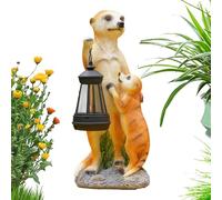 Statue de jardin suricate - Statue d'animal de jardin, statuette suricate | Sculpture artistique suricate pour maman et bébé avec lumière solaire, statue de jardin, décoration d'animaux pour b