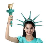 Statue de la Couronne de Libertys et de la torche, Adulte Lady Libertys Costume Accessoire avec bandeau à 7 pointes et accessoire de torche de 12 pouces pour Halloween, Journée de l'indépendance