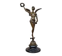 Statue de la déesse grecque ailée en bronze Victoire - Sculpture de style décoratif - Cire perdue fabriquée à la main - 37,5 cm