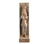 Statue de la déesse Isis grande stèle en relief lourd noir sculpture avec inscription Horus fabriquée en Égypte.