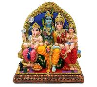 Statue de la Famille du Dieu Hindou Shiva - 17,5 cm H Murti Shiva Famille Diwali Cadeau Pooja Article Puja Cadeaux pour Amis Indiens Famille Maison Temple Bureau Mandir Autel Brillant Yoga Méditation