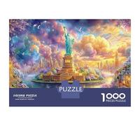 Statue de la Liberté à Dreamy Harbor Puzzle De 1000 Pièces Bâtiment Dreamy Landmark Jeu De Puzzle Familial pour Toutes Les Âges 52x38cm/1000pcs