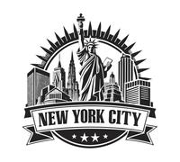 Statue de la Liberté à New York Stickers muraux 42x42cm Multicolore Noir