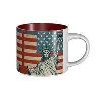 Statue de la Liberté avec impression américaine, tasses en céramique de grande capacité, parfaites pour les cafés, design élégant avec poignée en C confortable