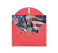 Statue de la Liberté - Carte de vœux horizontale en papier nacré pour cartes d'anniversaire et toutes les occasions - Rouge