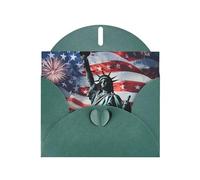 Statue de la Liberté - Carte de vœux horizontale en papier nacré pour cartes d'anniversaire et toutes les occasions - Vert foncé