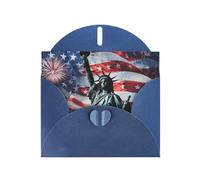 Statue de la Liberté - Carte de vœux horizontale en papier nacré pour cartes d'anniversaire et toutes les occasions - Bleu