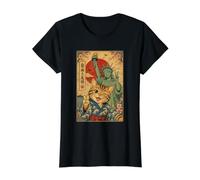 Statue de la Liberte Chat Selfie Ukiyo-e Amitie T-Shirt Graphique avec Valeur, Femme, Noir, M