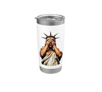 Statue de la Liberté couvrant son visage de honte chaos politique Gobelet isotherme en acier inoxydable double paroi