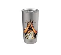 Statue de la Liberté couvrant son visage de honte chaos politique Gobelet isotherme en acier inoxydable double paroi