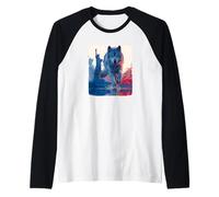 Statue de la liberté de Loup Cool aux Couleurs américaines pour Les Fans symboliques Manche Raglan