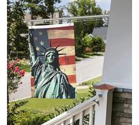 Statue de la Liberté Drapeau Américain 61 x 91 cm Extérieur Intérieur Printemps Été Automne Hiver Drapeaux de Jardin avec Œillets Vertical Double Face Drapeaux de Vacances Bannière pour Décoration de