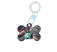 Statue de la Liberté Drapeau Impression Mode Dog Tags Acrylique Porte-clés en forme d'os de chien Double face Motif étiquettes pour chiens et chats
