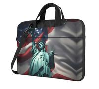 Statue de la Liberté Drapeau Imprimé Sac de Protection pour Ordinateur Portable Sacs Polyvalents Sacs Ordinateurs Souple Femme Homme Unique, Noir/blanc, 14 inch