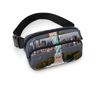 Statue de la Liberté en sergé de grande capacité avec sac banane imprimé à NYC, un article indispensable pour les voyages mains libres, Statue de la Liberté à Nyc, 20x13cm