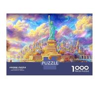 Statue de la Liberté et Paysage Urbain Fantastique Puzzle De 1000 Pièces Bâtiment Dreamy Landmark Carton Recyclé, Jeu De Jeu d'esprit 70x50cm/1000pcs