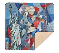 Statue de la Liberté et Tour Eiffel : Formes Collage Art Grand tapis de jeu robuste pour bébé pour intérieur ou extérieur Non toxique Tapis d'éveil pour bébés nourrissons tout-petits 127 x 127 cm