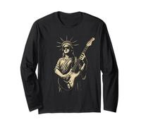 Statue de la Liberté Jouant de la Guitare drôle 4 Juillet Vintage Manche Longue