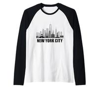 Statue de la Liberté New York City Skyline Heartbeat Lover Manche Raglan