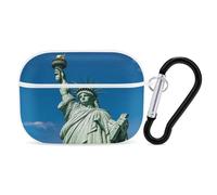 Statue de la Liberté - Organiseur pour écouteurs Airpods Pro - Résistant aux chocs - Avec mousqueton - Anti-chute - Pour Airpods Pro 2ème génération - Blanc