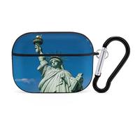Statue de la Liberté - Organiseur pour écouteurs Airpods Pro - Résistant aux chocs - Avec mousqueton - Anti-chute - Pour Airpods Pro 2ème génération - Noir