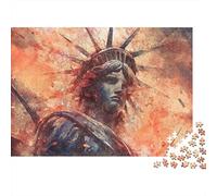 Statue de la Liberté - Portrait Abstrait et coloré enflammé - Puzzle de 1000 pièces pour Adultes et Enfants - Activité Amusante pour Les Jours de Pluie - 38 x 26 cm