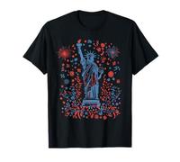 Statue de la Liberté Rétro Floral 4 Juillet USA Femmes Filles T-Shirt