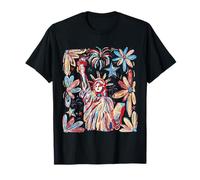 Statue de la Liberté Rétro Quatrième Juillet Indépendance USA T-Shirt