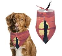 Statue de la Liberté Silhouette Bandana Triangle pour Chien Écharpe Lavable Polyester Bavoirs pour Chien Adorable Bandana pour Chien de Moyenne Grande Taille Chiot et Chat