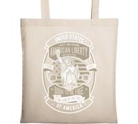 Statue de la Liberté United States of America Born to Be Free Sac fourre-tout en coton naturel écologique Beige
