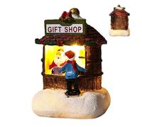 Statue de la maison de Noël, figurine décorative | Décorations de Noël par Santa's Shop, Ornements en résine avec lumière LED pour étagère, idéal pour décoration de fête à la maison