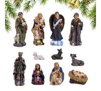Statue de la Nativité du Christ,11 pièces crèche de Noël en résine - Nativité de Noël, décor Religieux de Jésus pour Bureau, Maison, décoration