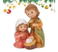 Statue De La Sainte Famille,Sculpture Décorative De Noël En Résine,Sculpture Décorative pour Noël - Pour Bibliothèque Vitrine Table de Chevet Bureau Chambre Étude Bureau À La Maison