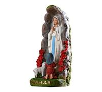 Statue de la Vierge Marie - Figurine Mère Bénie | Sculpture extérieure Notre-Dame de la Statue Religieuse en Résine avec Sainte Bernadette et Agneau, Décoration d'église catholique, Décoration