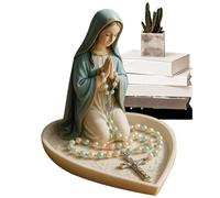 Statue De La Vierge Marie - Porte Chapelet De La Vierge Marie, Élégant Coffret À Chapelet De Prière NotreDame, Statuette En Résine De Jésus Support PourChapelet, Décoration Maison, Bureau, Chambre