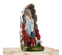 Statue de la Vierge Marie priante | Figurine de mère bénie avec figurines en résine de sainte Bernadette et d'agneau - Sculpture religieuse pour église catholique ornements d'intérieur