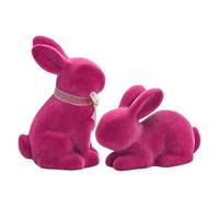 Statue de lapin - 2 pièces mignonnes figurines d'animaux floqués | Décorations de Pâques en résine | Spring Home Présentoir de table pièce maîtresse de fête plateau à plusieurs niveaux étagère de chem