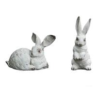 Statue de lapin artistique pour décoration de la maison avec influence vintage et texture vieillie naturelle (K)