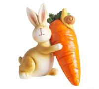 Statue de lapin de Pâques en résine pour l'intérieur et l'extérieur (C) | Design adorable, lapin tenant la carotte, accroche-regard festif, idéal pour la décoration de printemps