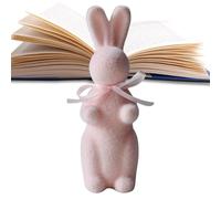 Statue de lapin de Pâques, lapin de Pâques debout, Décor de sculpture de lapin de table floqué, Décoration printanière mignonne et vive pour espace de travail, placard, bibliothèque, cheminée et table