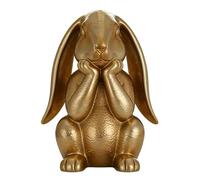 Statue de lapin doré printemps - Figurine artistique de lapin de Pâques, accessoire de maison élégant et riche en détails, décoration de table compacte, design robuste et moderne de haute qualité |